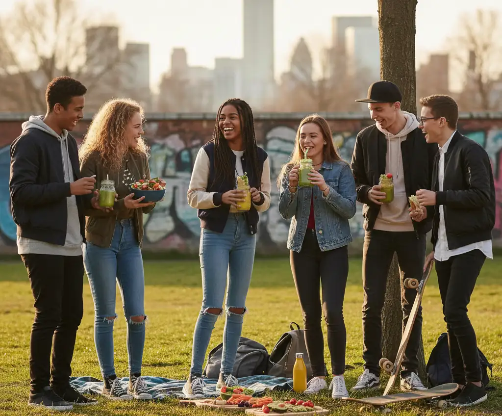 Adolescenti mentre fanno pic nic in un parco